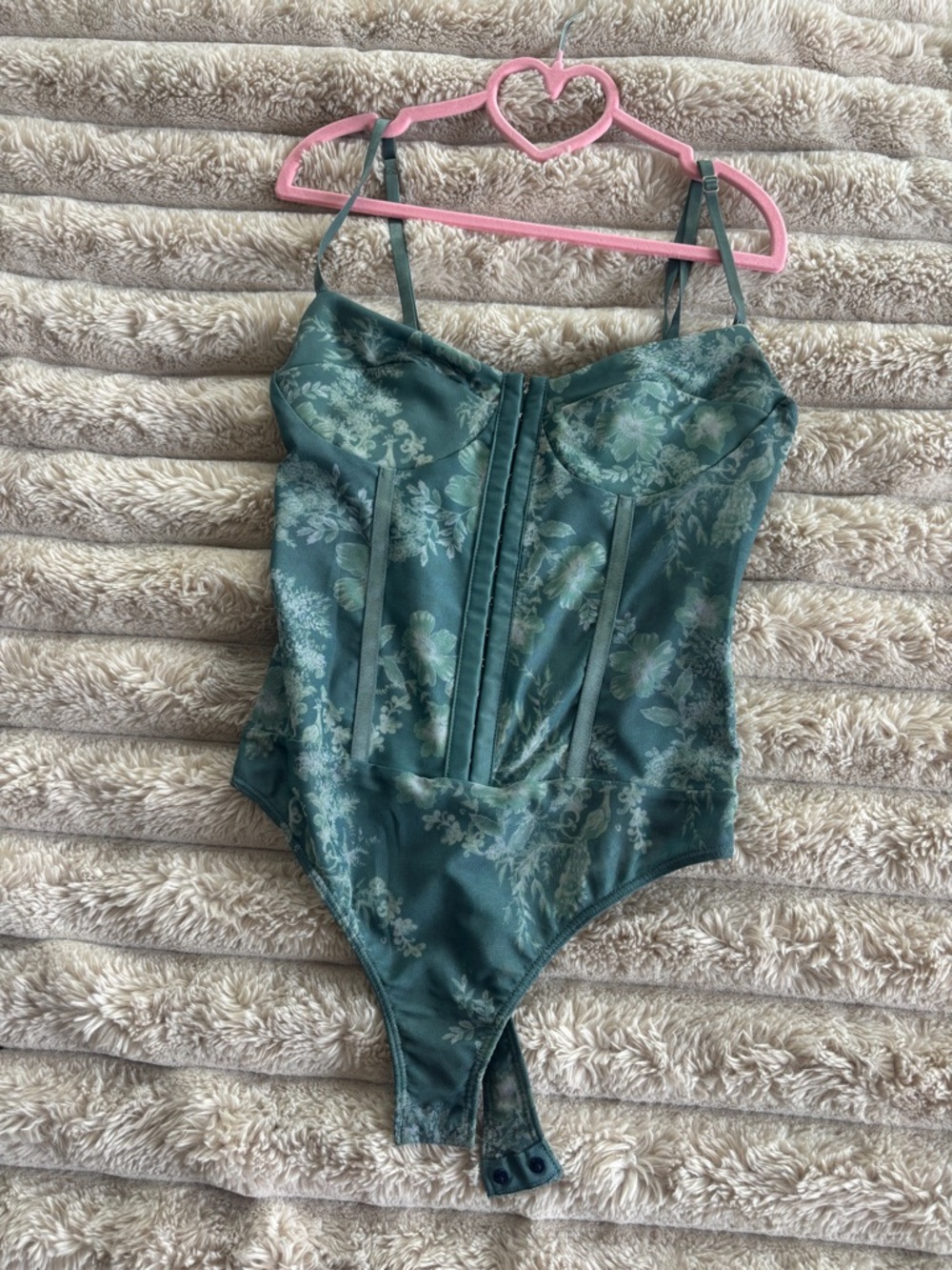 Women's Floral Print Bustier Top in Sage Green